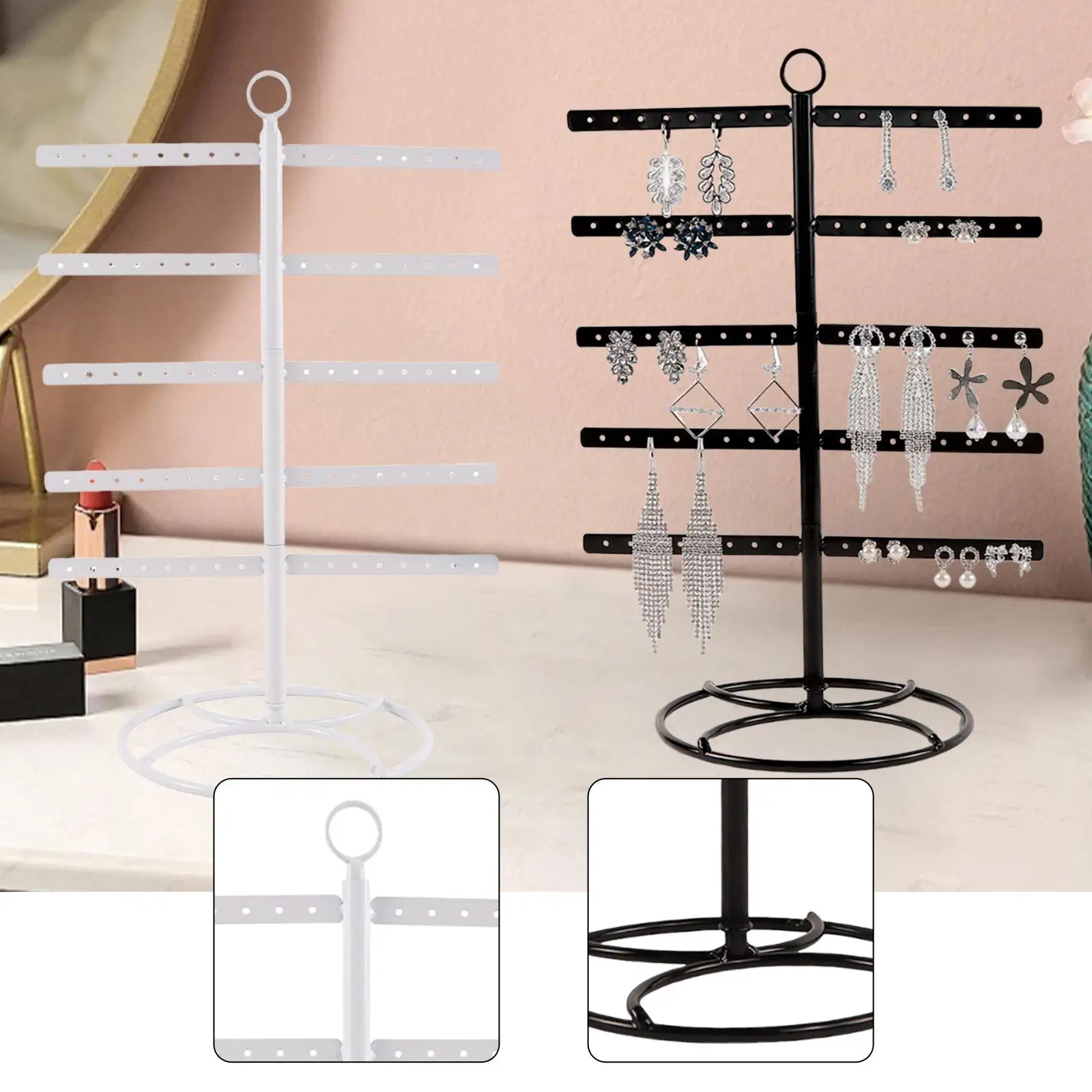 

Earring Holder 5 Tiers Metal Earring Display Stand for Dresser Show Tabletop