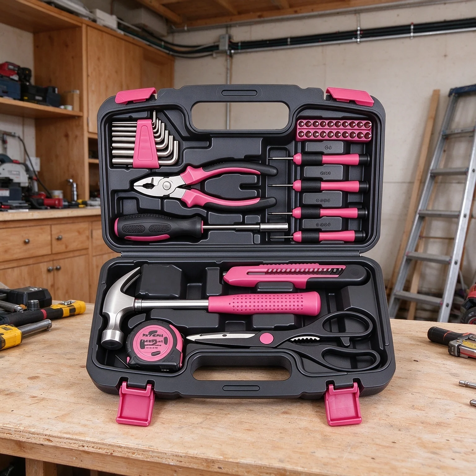 Professional Home Decoration Tool Set | Includes Screwdriver, Multi-purpose Knife, Scissors, Tape Measure, Hammer, Hex Socket Wrench, Pliers | Suitable for Home, Garage, Garden, Office, University Dormitory | Ideal Choice for Women | Top Pick for Hallowee