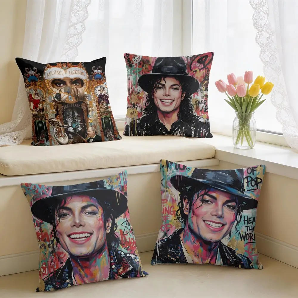 Michael J-Jackson Cool Cushion Cover Square Short Plush Pillow Case Living Room Sofa Home Decor Funda 40X40