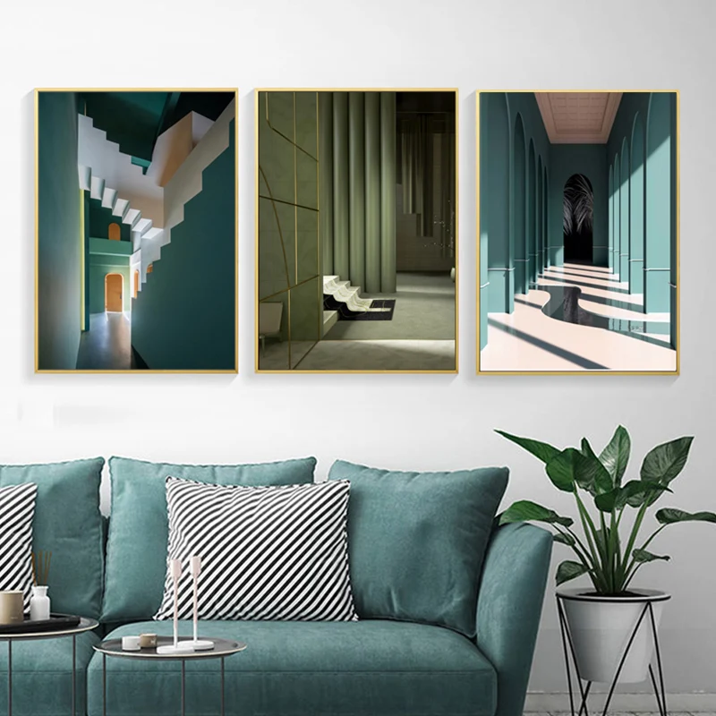 

3pcs/Setabstract Architectural Landscape Canvas Poster Wall Art, Picture Wall Decoration Modern Living Room Room Home Decoration