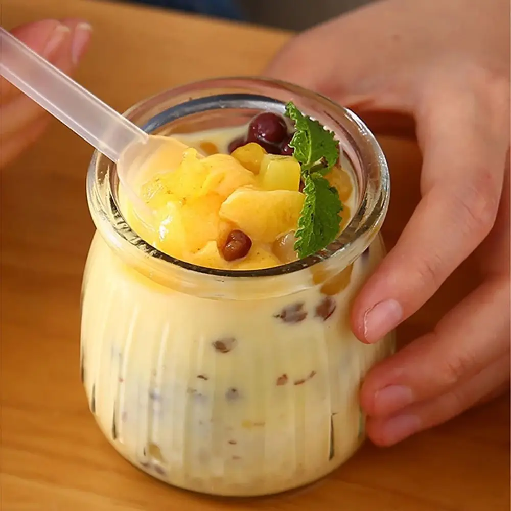 1Pcs Storage Cup​s Pudding Jars High Temperature Resistant 100ML 150ML 200ML Glass Bottle Wishing Bottle with Lid