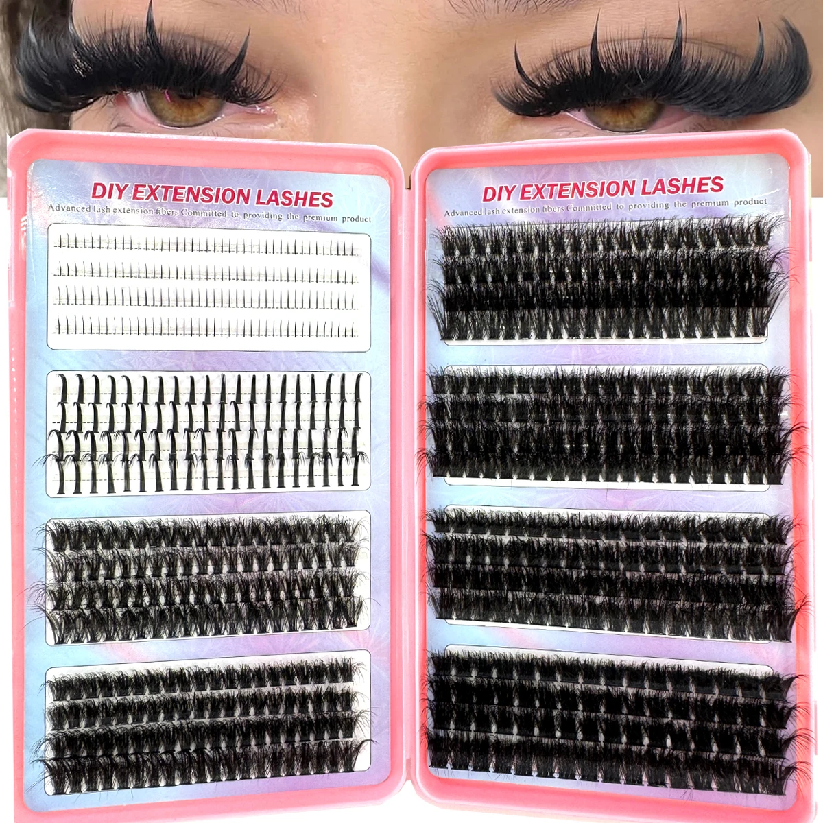 Cils pointes grappes de cils avec cils inférieurs grappe Extensions de cils Manga grappe de cils cils individuels pointus