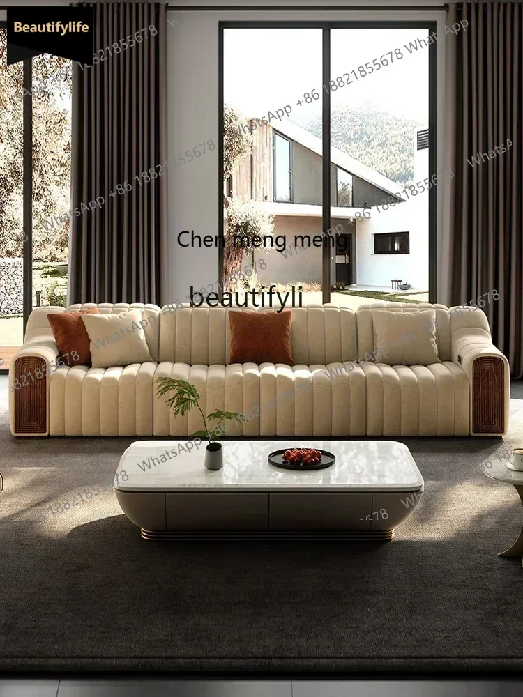 

Y183Solid wood fabric sofa, large flat-floor villa designer Italian minimalist living room multi-functional electric sofa53