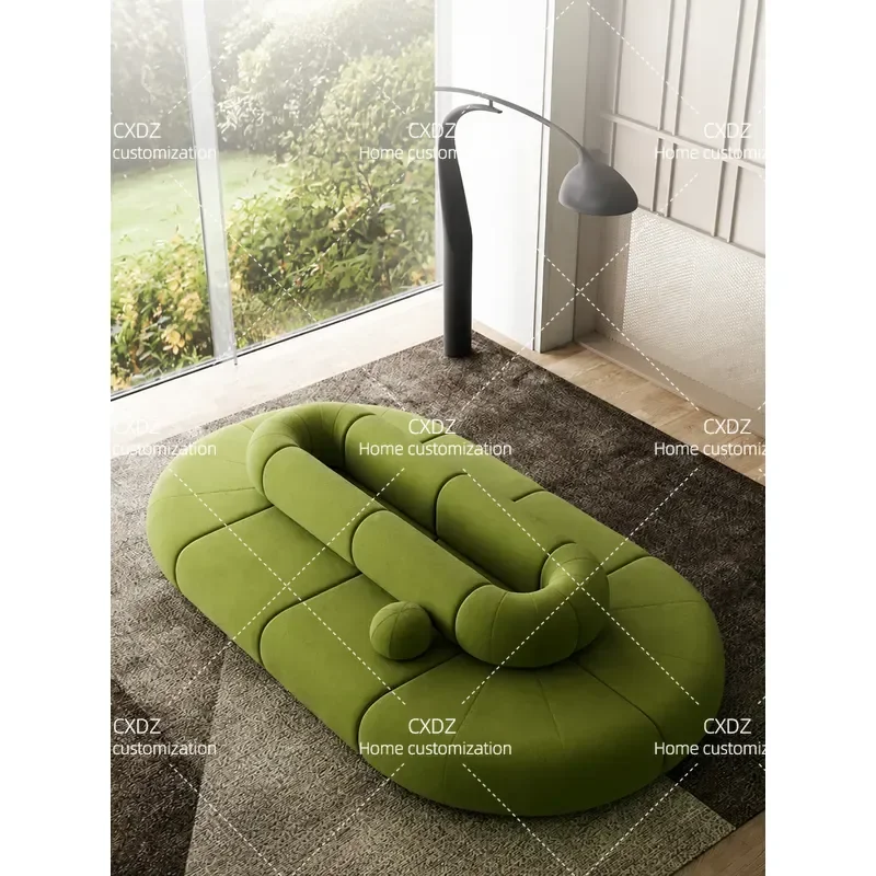 Oval Shaped Double Sided Sofa for Mall Exhibition Hall Beauty Salon Sales Office Clothing Store Hotel Lobby Lounge Reception