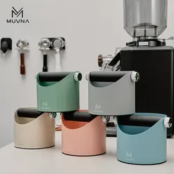 MUVNA Espresso Stainless Steel Knock Box, Coffee accessories with Removable Knocking Rod Shock, Non-slip Base(White/Black)