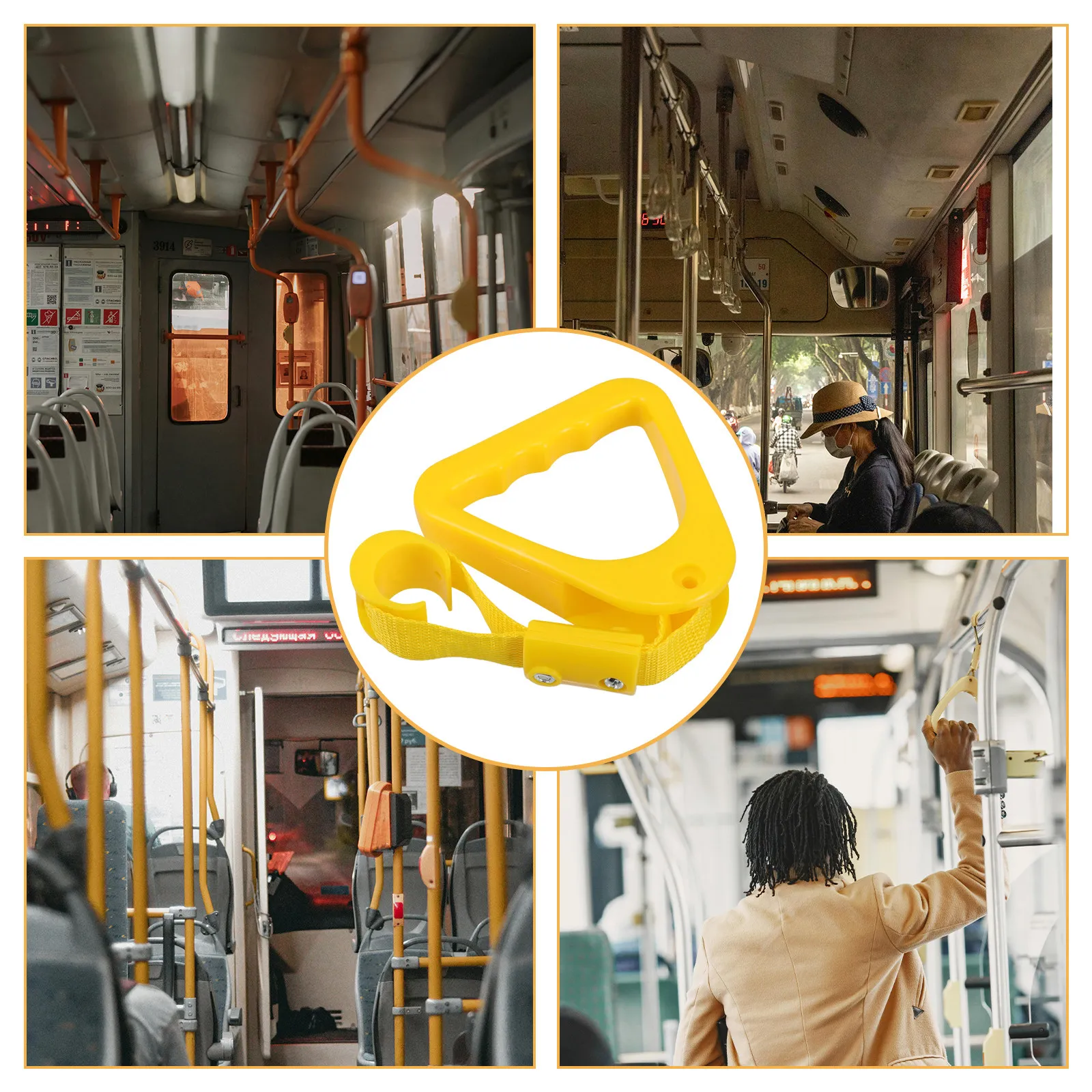 Yellow Mobility Aid Subway Handrail Ring for Elderly Public Transport Bus Grab Handle Support for Seniors Car Helper Handle