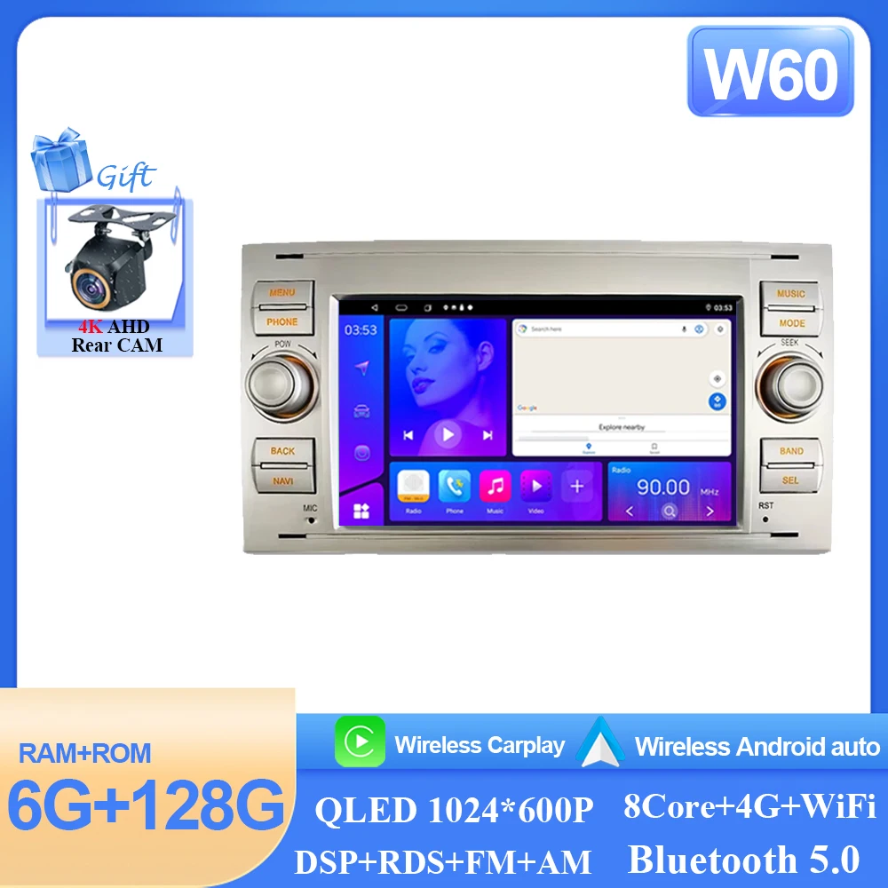 Android15 Autoradio Wifi Navi Voor Ford Mondeo S-max Focus C-MAX Galaxy Fiesta Transit Fusion Connect Kuga multimedia GPS BT WIFI