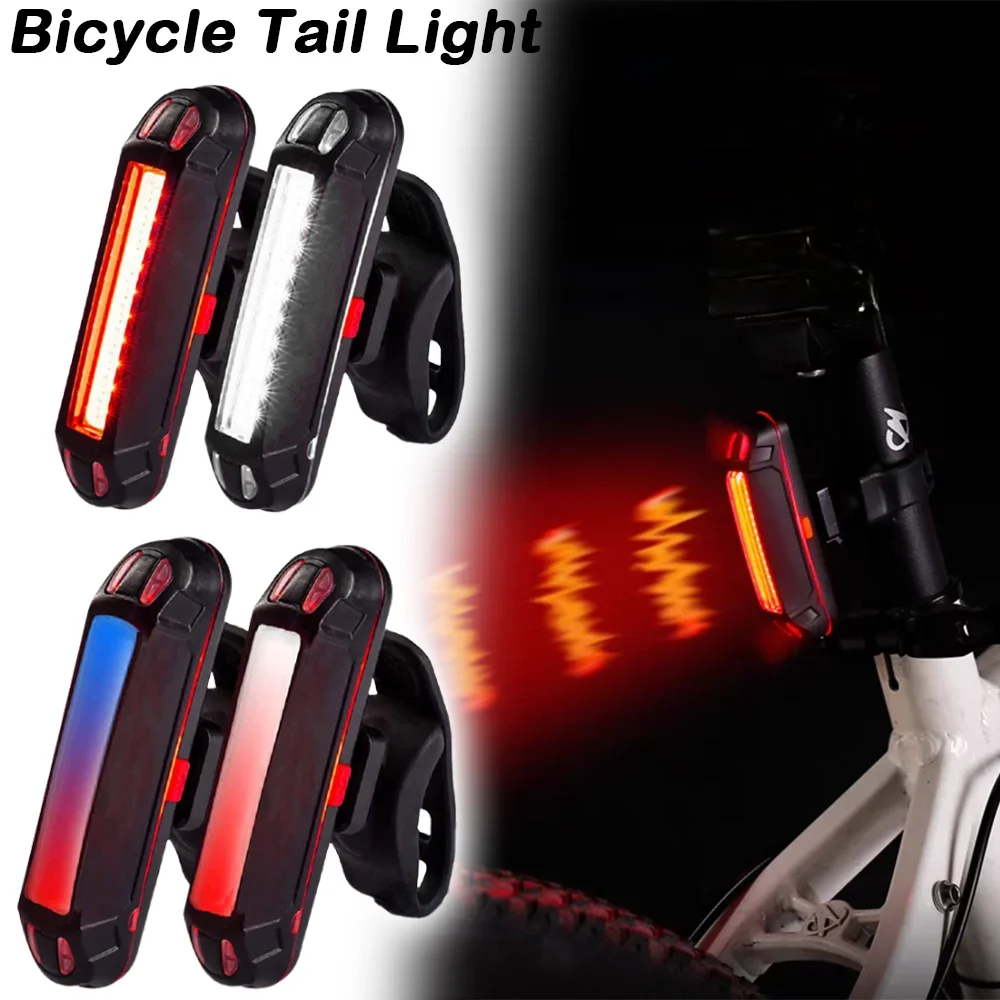 Luz trasera de bicicleta con carga USB, luz de advertencia con Clip para cinturón, seguridad nocturna para ciclismo al aire libre, lámpara trasera LED intermitente, accesorios para bicicleta