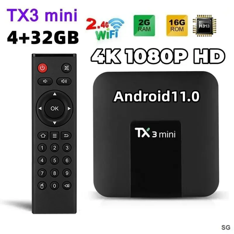 Original TX3 Mini Android 11.0 Allwinner H313 S 2G 16G 2.4G WiFi 4K TX3 TV Box Smart H . 265 1G 8G TX6 TVBOX