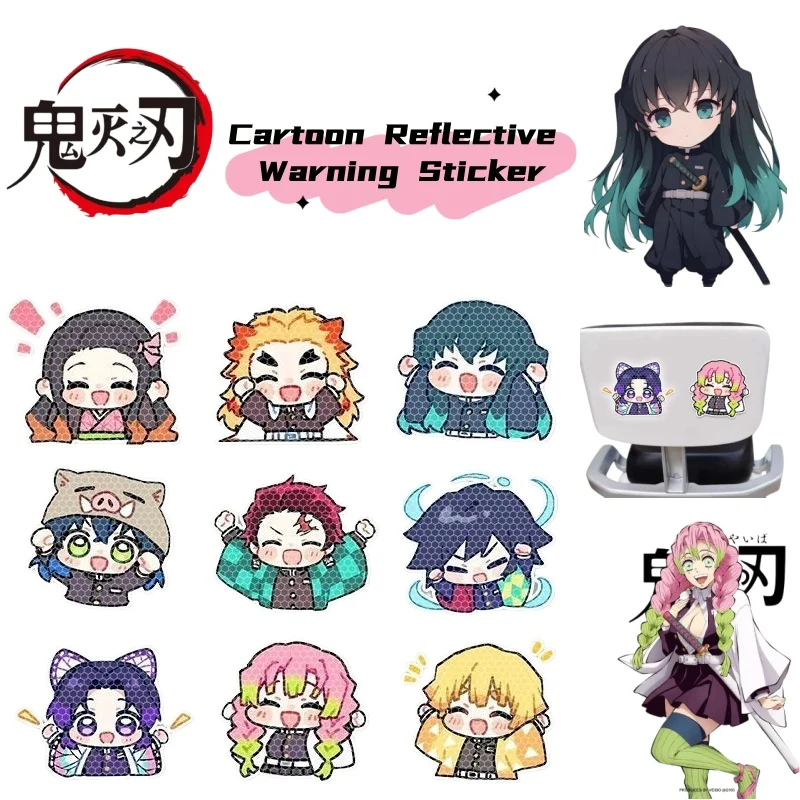 Demon Slayer cartoon personality car reflective sticker, electric vehicle helmet scratch-resistant waterproof decorative sticker