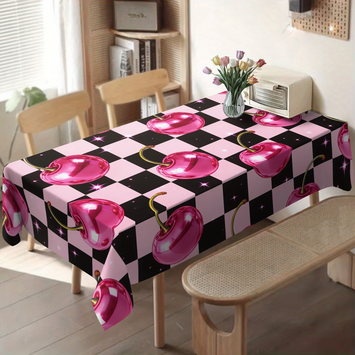 Exquisite Floral Gilded Pattern Polyester Tablecloth, Decorative Dining Table Cover for Home Parties and Daily Dining Scene Use