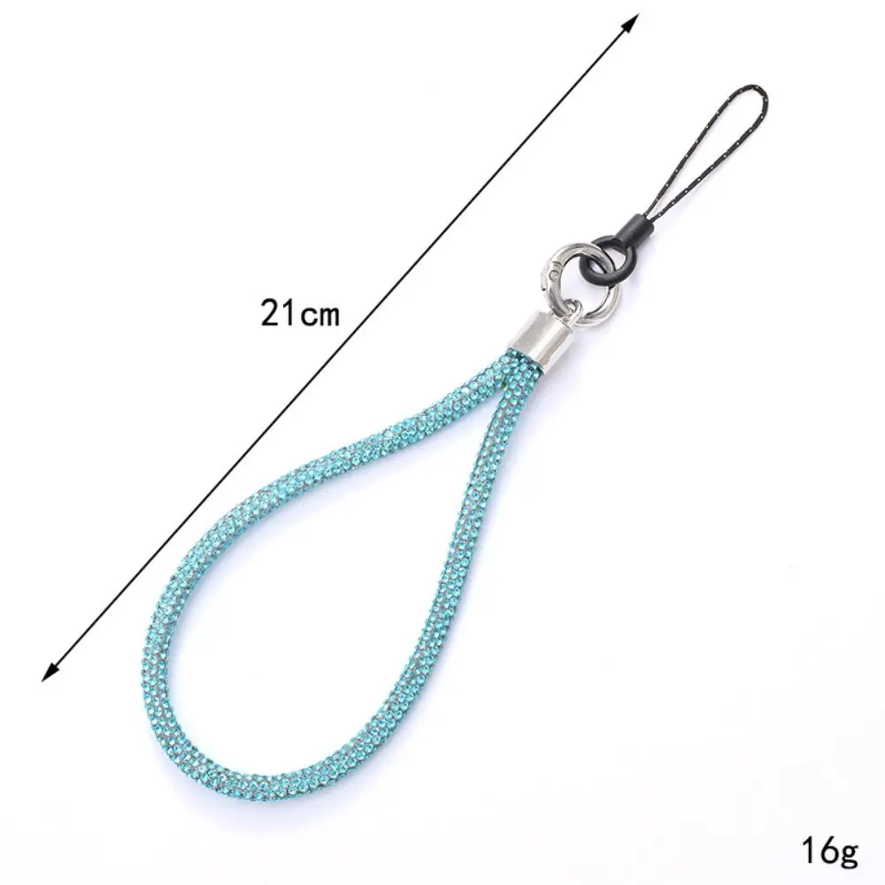 Cordino per telefono con strass appariscente di lusso glitterato, cinturino da polso per telefono in cristallo di diamante, portachiavi appeso, corda anti-smarrimento
