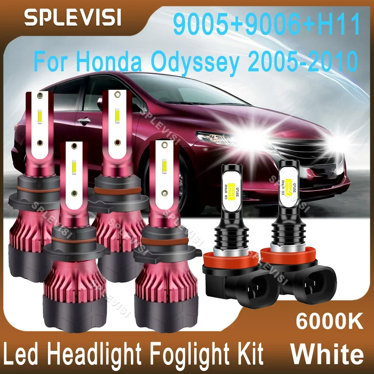 

Preium CSP led car light H11 Foglight 9005 9006 High Low Beam 6000K Pure White For Honda Odyssey 2005 2006 2007 2008 2009 2010