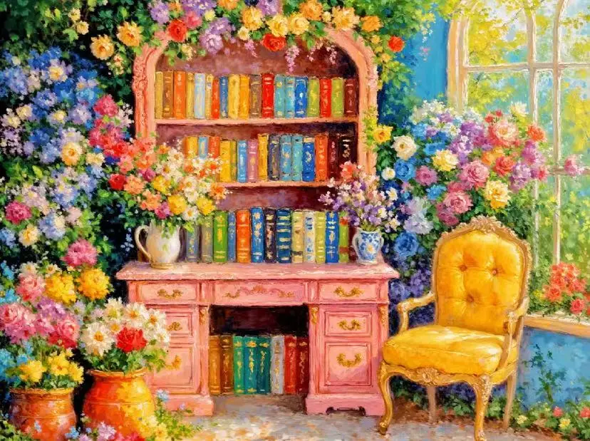 

9ct 70x90cm Study Room Embroidery DIY Chinese Style Printed Kits Cross Stitch Needlework Home Decor Crafts