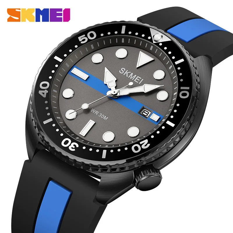 Skmei   Genuine High-End Quartz Watch Men's Waterproof Silicone Watch Band Men's Watch Casual Watch Men's