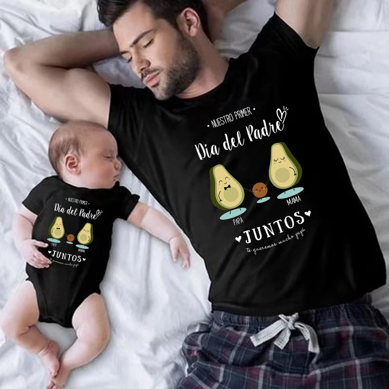 Our First Father's Day Together Family Matching Outfit Funny Daddy and Me T-Shirt Family Clothing Shirts Fathers Day Best Gifts