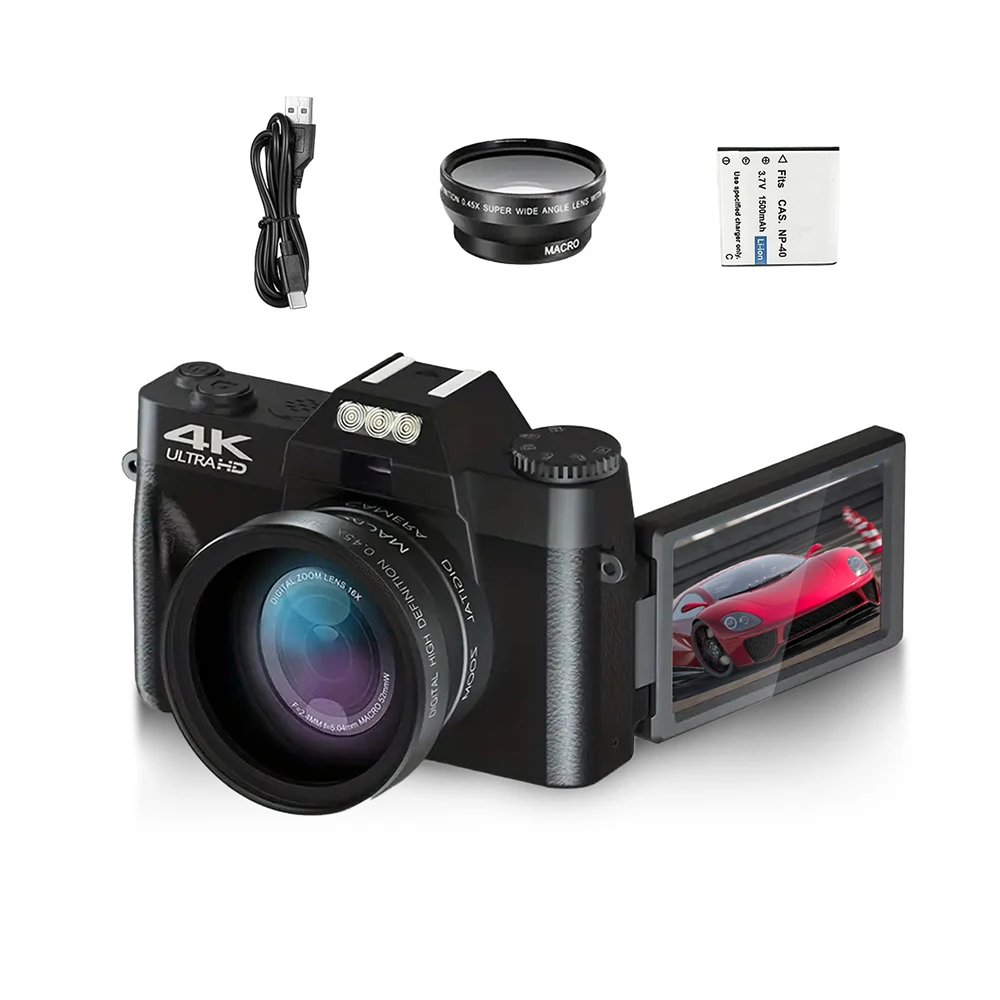 Magecam 4K Professional Digital Camera 48MP Digital Video Camera Auto Focus 16X Zoom WIFI Webcam 3 Inch Flip Screen Recorder