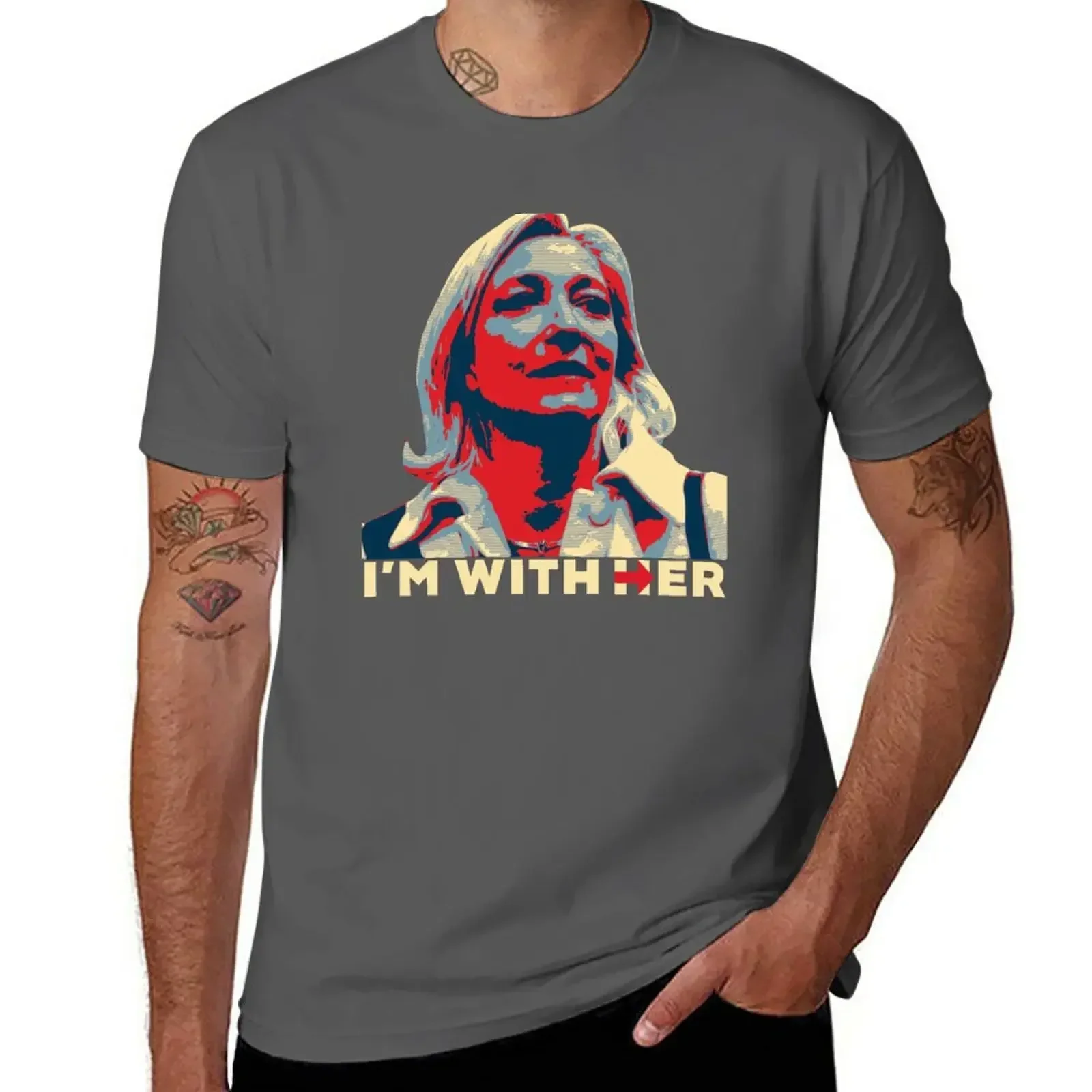 I'M WITH HER MARINE LE PEN T-Shirt quick-drying funnys shirts graphic tees black t for men