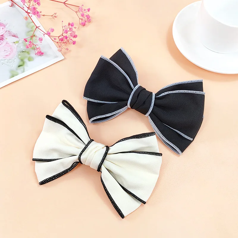 

1PC Elegant Bow Hair Clip, Retro Classic Style Versatile Hair Accessories with Color-Trim Edge for Women Ideal Gift Choice