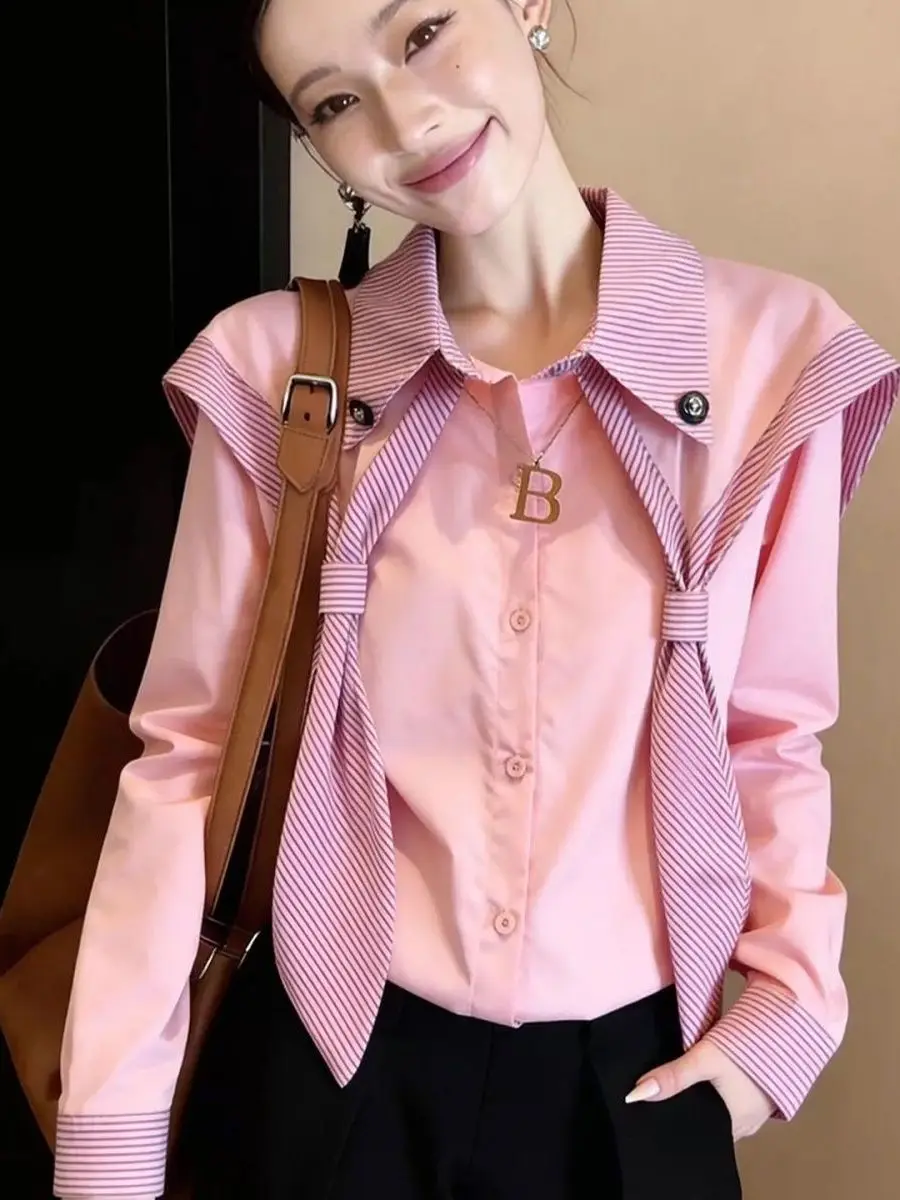 

Elegant Ageless Fashionable Daily Commute Style Loose Fit Slimming Top Women's Spring 2026 Korean Version Breathable Long Sle...