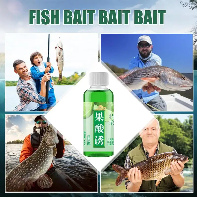 Fish Scent Attractant for Fishing, Fruit Acid Attractive, Natural High Concentration Bait, Safe and Effective, 60ml