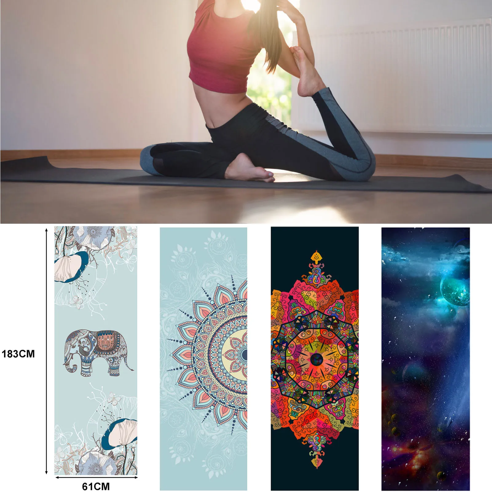 Double-faced Velvet Workout Yoga Mat Comfortable Soft Portable Yoga Towel for Tiles Cement and Even Grass