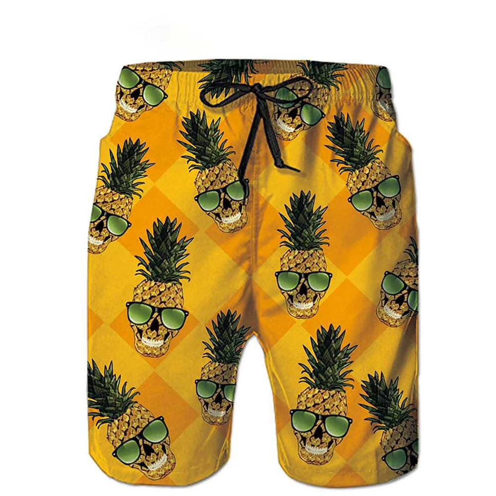 Funny Pineapple Mens Swimwear Beach Shorts Surf Board Shorts Sportwear Pant Boy Short Swimsuit Kids Summer Briefs Swimming Trunk