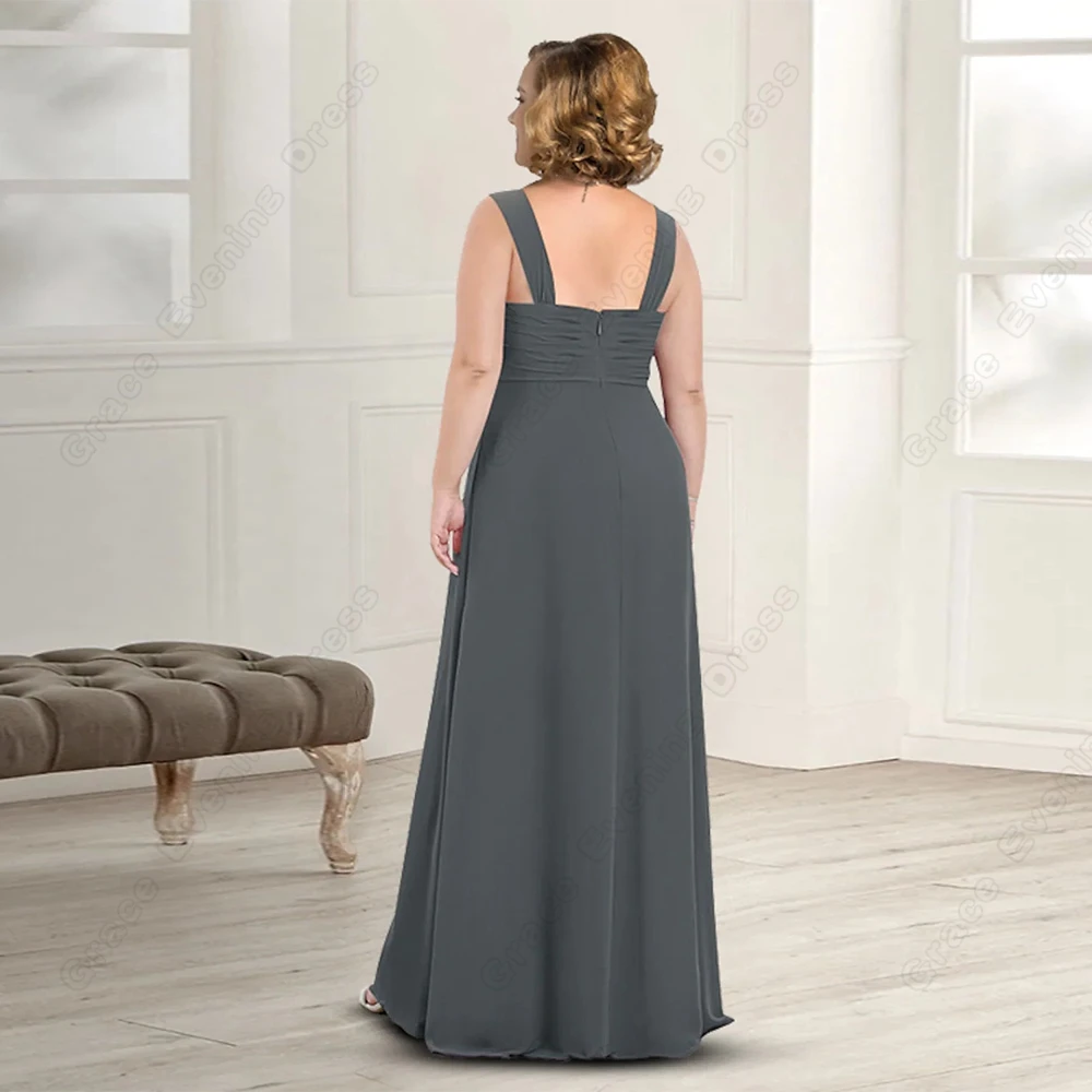 Robes mère de la mariée grise grande taille pour femmes, robes de soirée de mariage trois quarts en mousseline pour occasion formelle, été 2023