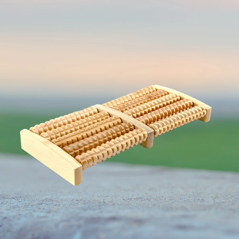 5 Rows Wooden Foot Massage Roller For Plantar Fasciitis Portable Foot Massager For Office Worker Driver Elderly Sore
