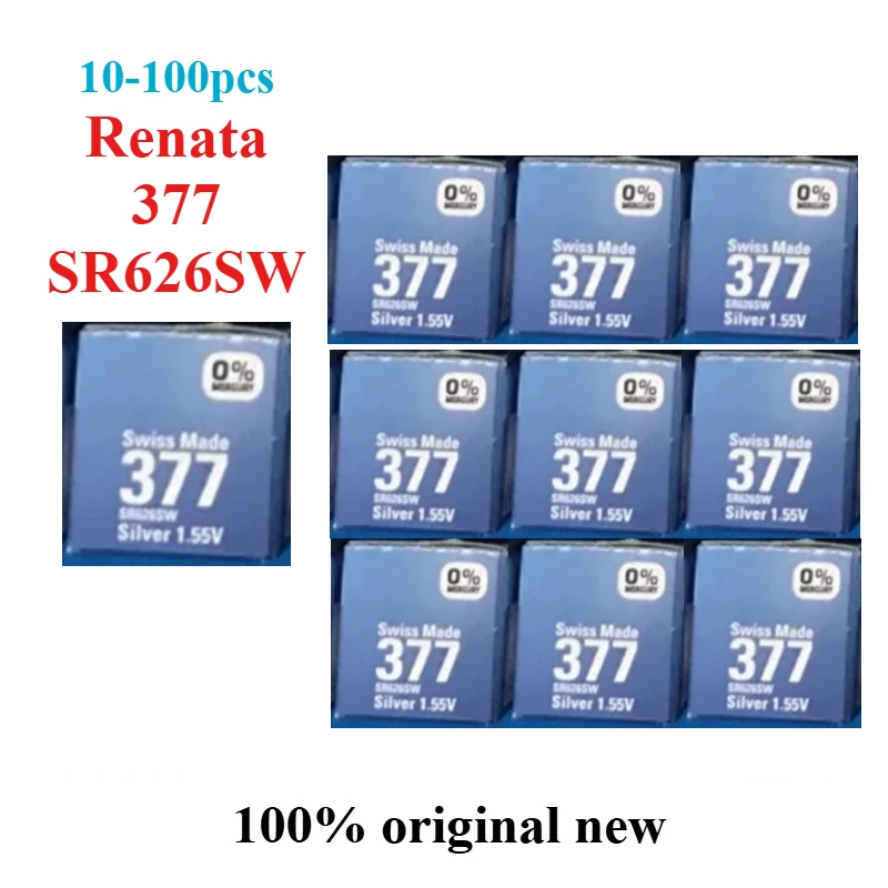 10-100pcs/set 1.55V Renata 377 SR626SW Capacitors Silver Oxide Watch Battery Swiss Made Integrated Circuit