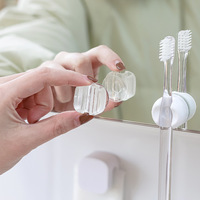 2pcs Toothpaste Holders Simple PVC Toothbrush Holder with Suction Cup Wall Mounted Tooth Brush Storage Organizer Racks