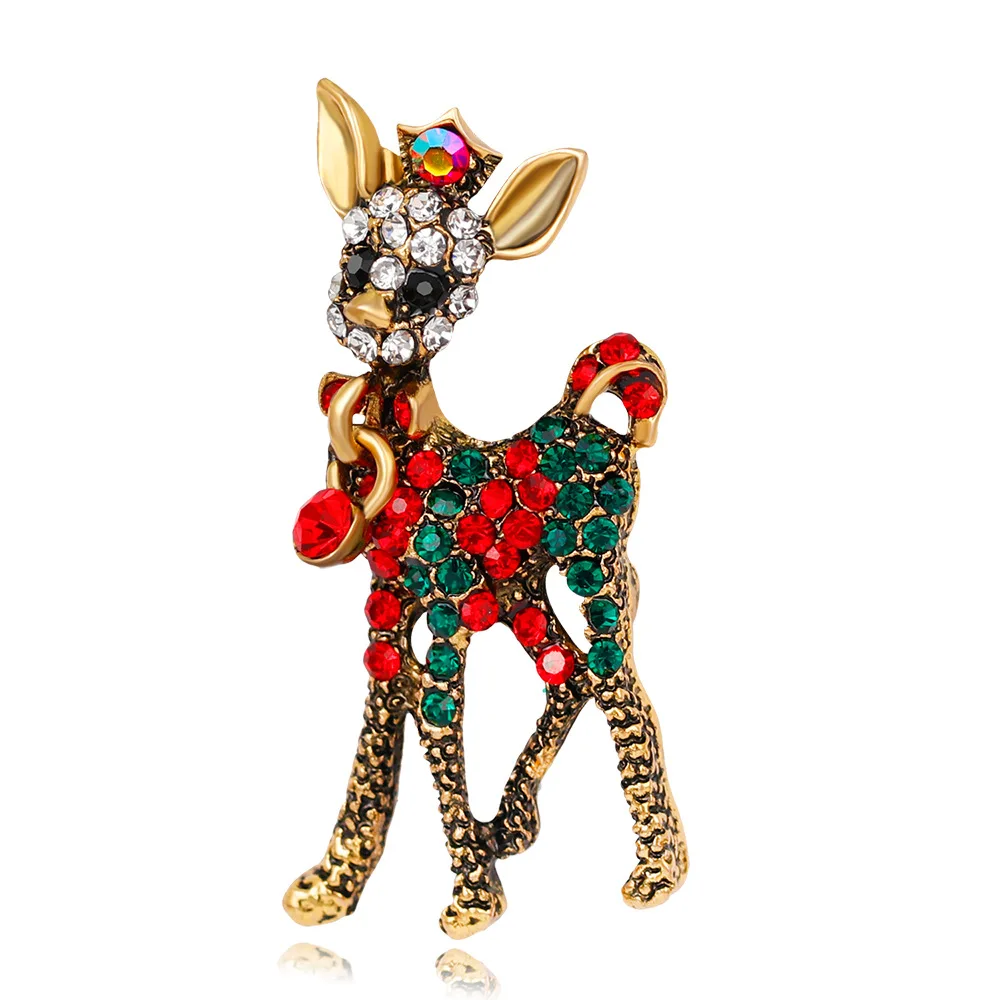 Cute Christmas Brooches For Women Rhinestone Santa Claus Snowflake Deer Boots Wreath Party Causal Office Brooch Pin Jewelry Gift