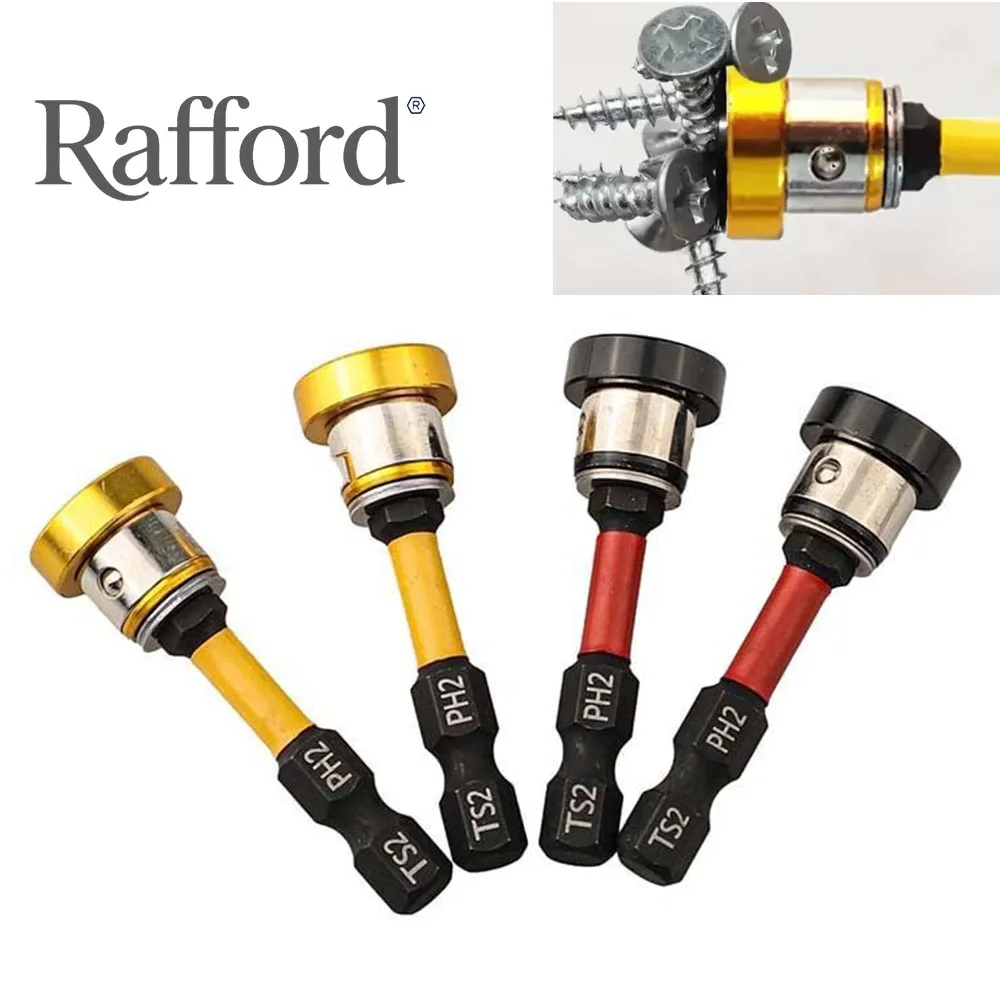 

Биты для отверток Rafford 50 мм: съемное алюминиевое магнитное кольцо, позиционирование штукатурки и ограничение глубины, золото и красный, 2 шт. каждый