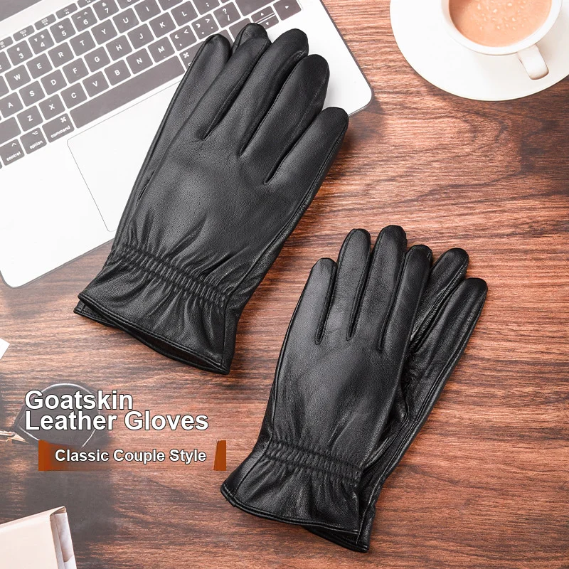 Leather Cycling Gloves Cold Resistant for Men and Women Winter Motorcycle Riding with Fleece Thickened and Thin Style Options