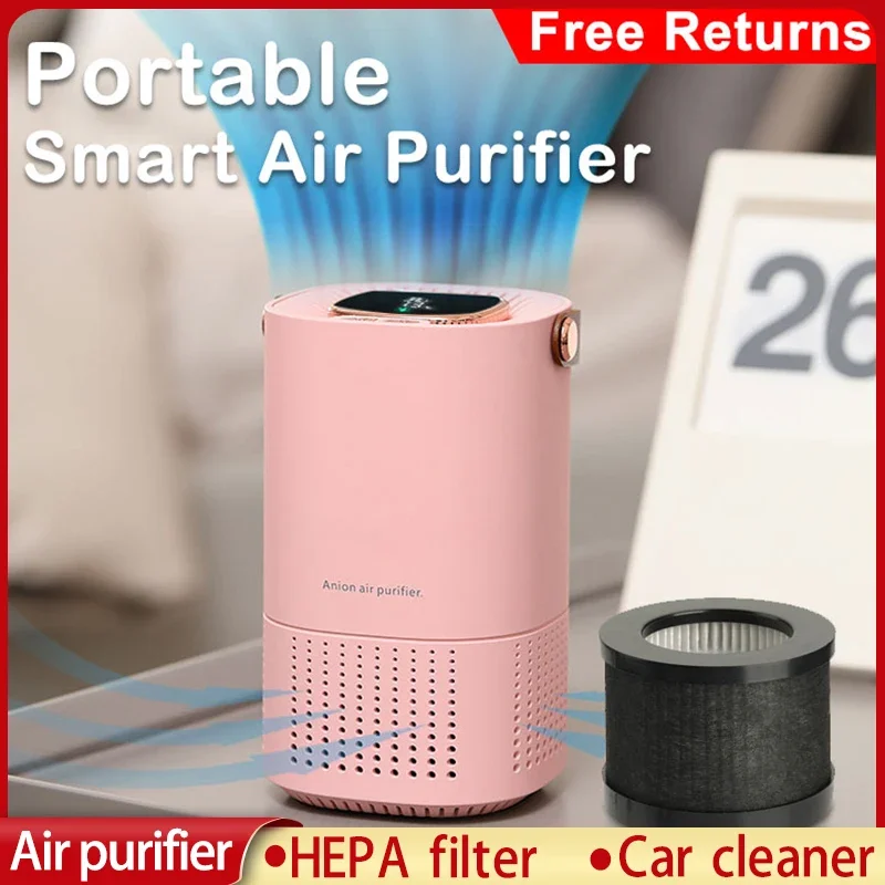 Xiaomi Youpin Portable Air Purifier Ionizer Negative Ion Generator Cigarette Smoke Odor Removal Car Air Cleaner HEPA Filter