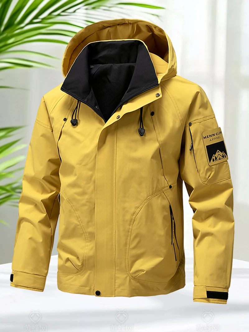 Giacca impermeabile da uomo Outdoor Softshell Zip Up Giacca con cappuccio Giacca a vento Escursionismo Cappotti da campeggio Cappotti leggeri primaverili autunnali