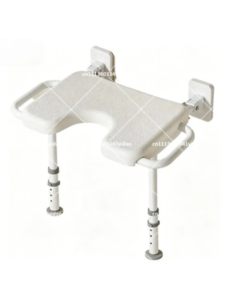 Foldable Bath Stool with Double Armrests for Elderly and Pregnant Women, Non-Slip Toilet Seat for Safe Bathroom Use