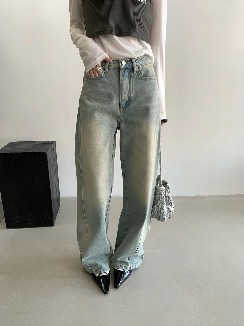 

Lilian Vintage Waed Slim Straight Casual Faionable Versatile High Waist Denim Jeans Ladies Loose Fit Slightly Stretchy