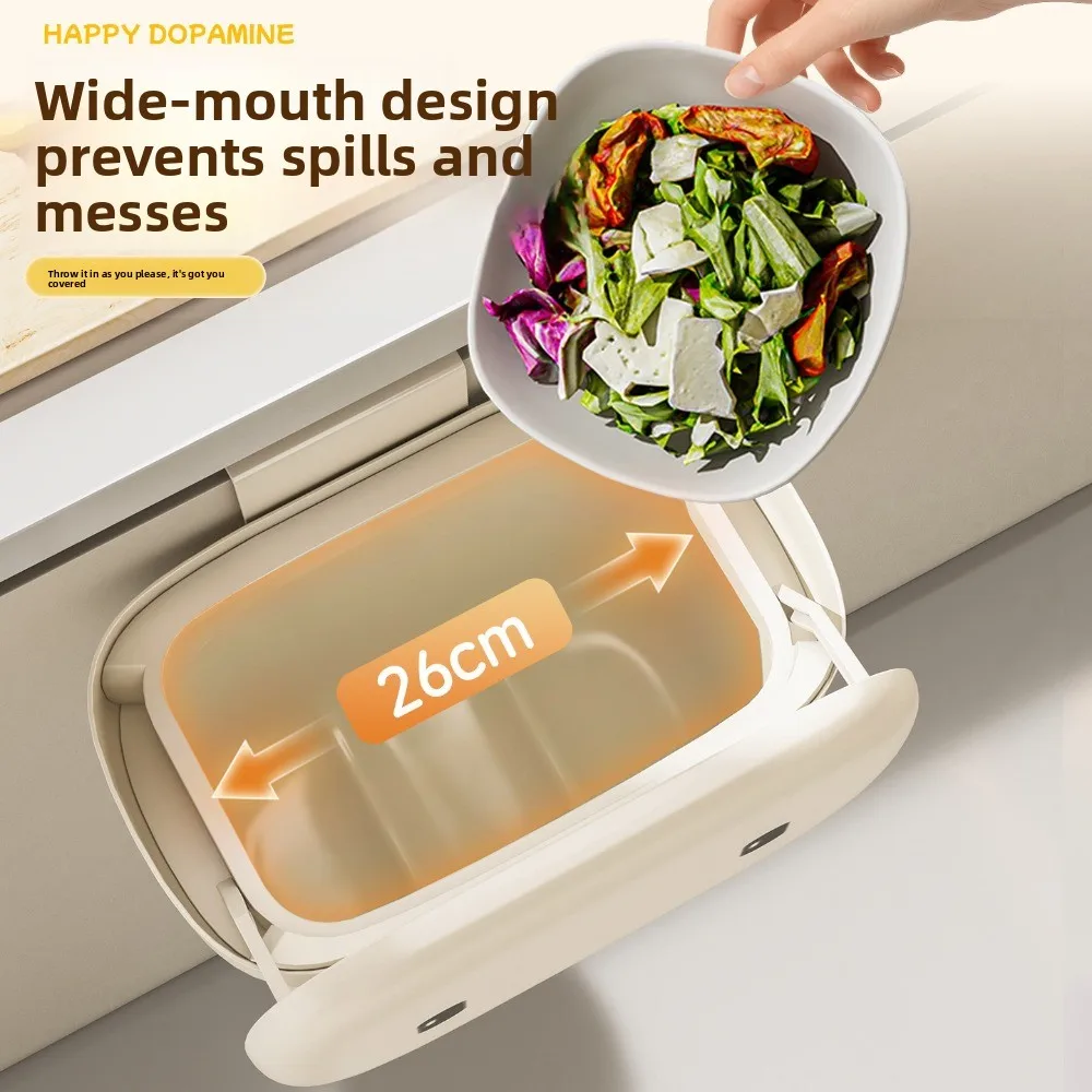 

Stylish Cartoon Kitchen Garbage Can Plastic Odor-Proof Wall Mounted Trash Can with Lid Large Capacity Cabinet Door Bin Bathroom