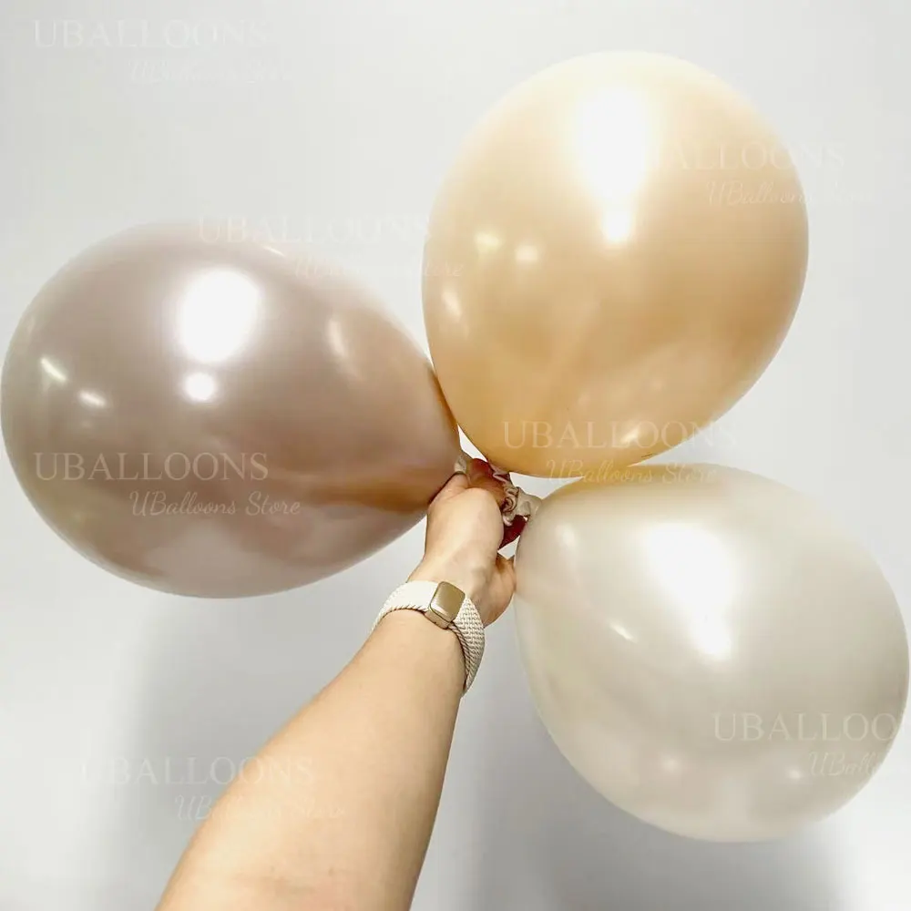 Doppelt gefüllte perlweiße Luftballons, 5/10/12/18 Zoll, doppellagige perlweiße Latexballons für Hochzeit, Geburtstag, Babyparty, Dezember – Detail 3