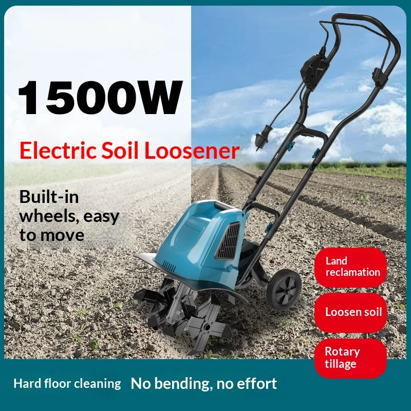 220v Plug-In Scarifier Micro Tiller Soil Turning Small Plow Ground Digging Agricultural Rotary Tiller 관리기농기계 관리기 Motoculteur 밭갈이
