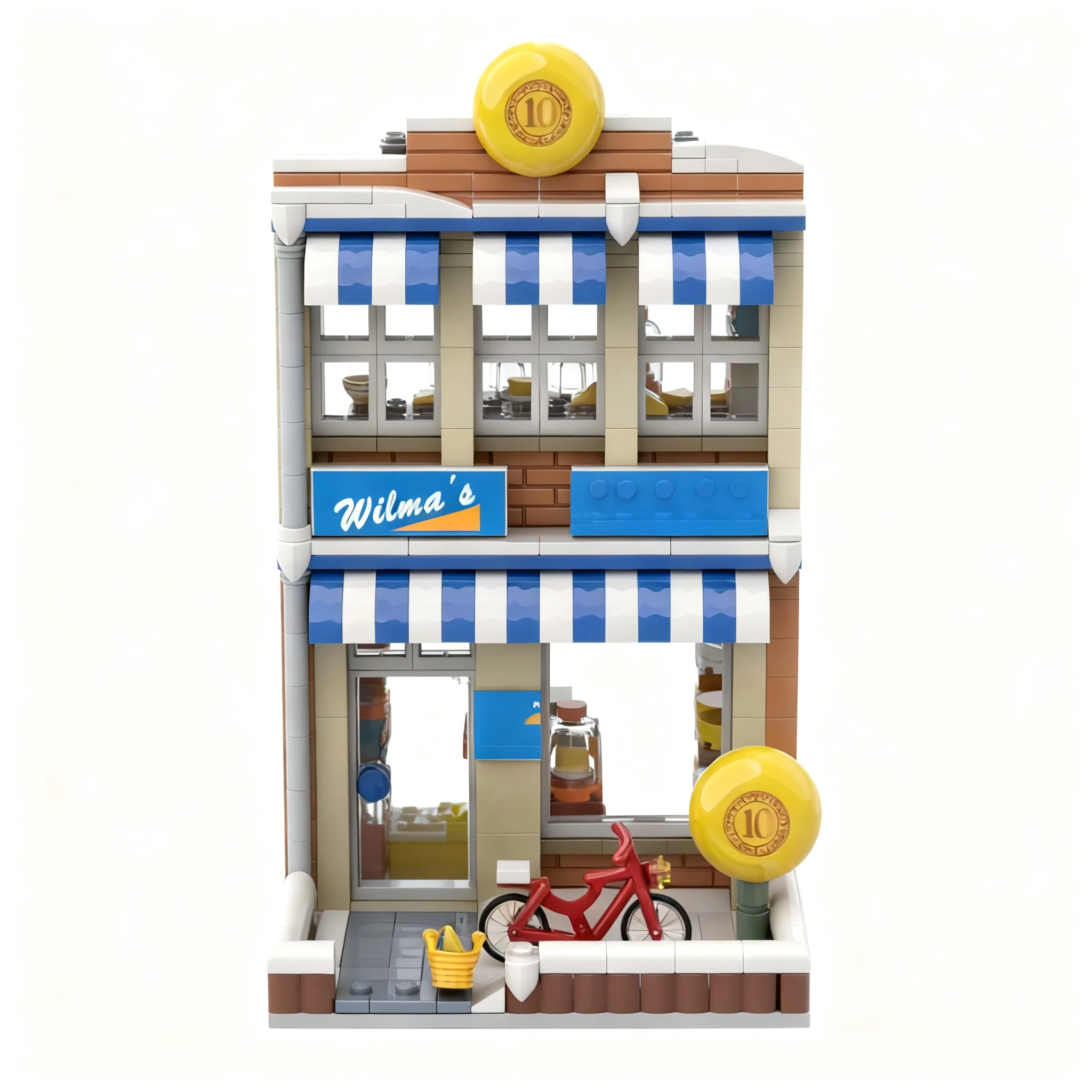 801pcs MOC Holiday Main Street Extension Wilma's Cheese Shop Model Building Blocks Architecture Toys Christmas Gift Education