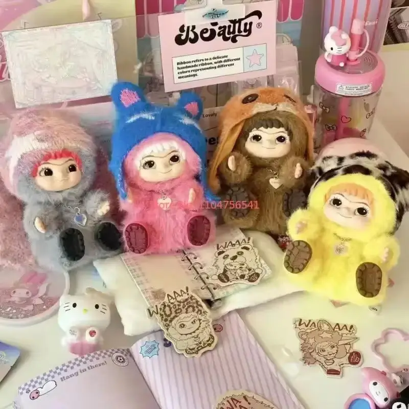 Wakuku 블라인드 박스 퍼지 트렌디 펀 파티 시리즈 및 Wakuku 팬더 엘리베이터 액션 피규어 인형 가방 서프라이즈 가방 펜던트 인형 선물