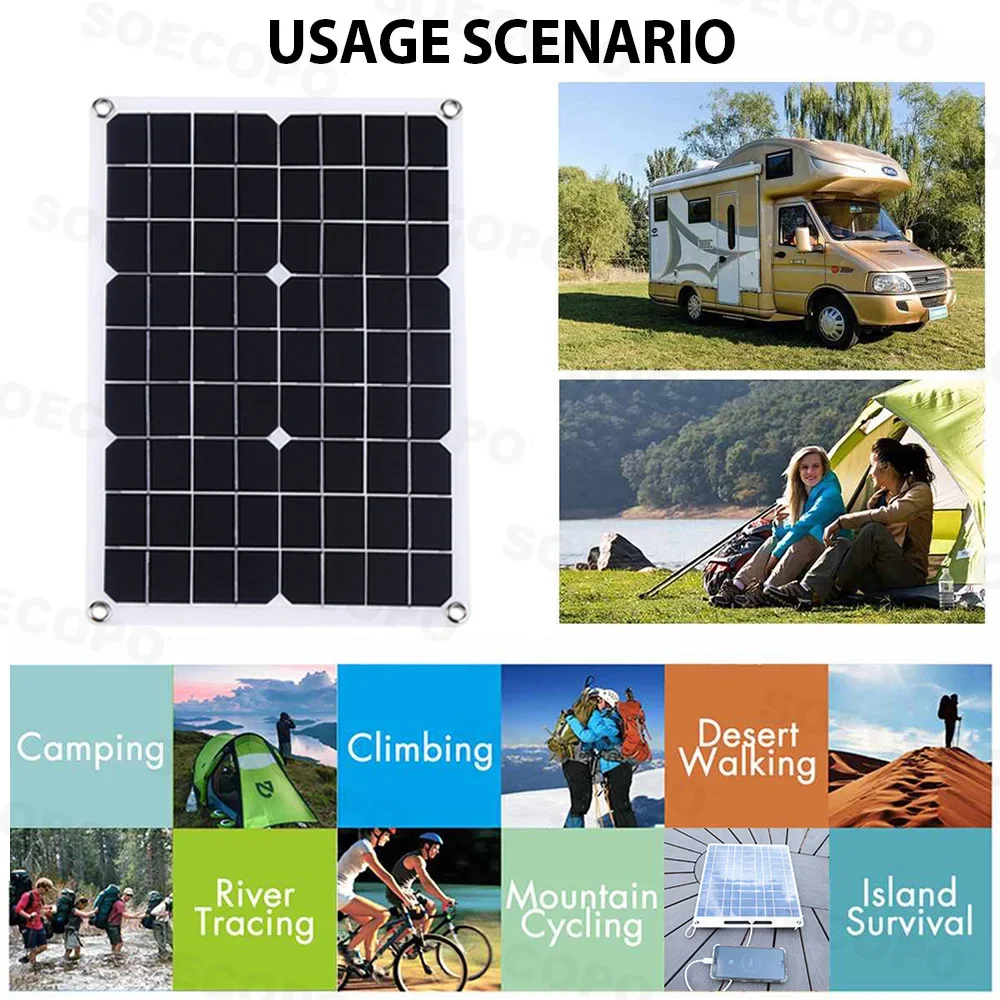 7000W Peak Solar System Kit Efficient 500W Panel 100A Controller Pure Sine Wave Inverter Generator Clean Power for Radio Use Car