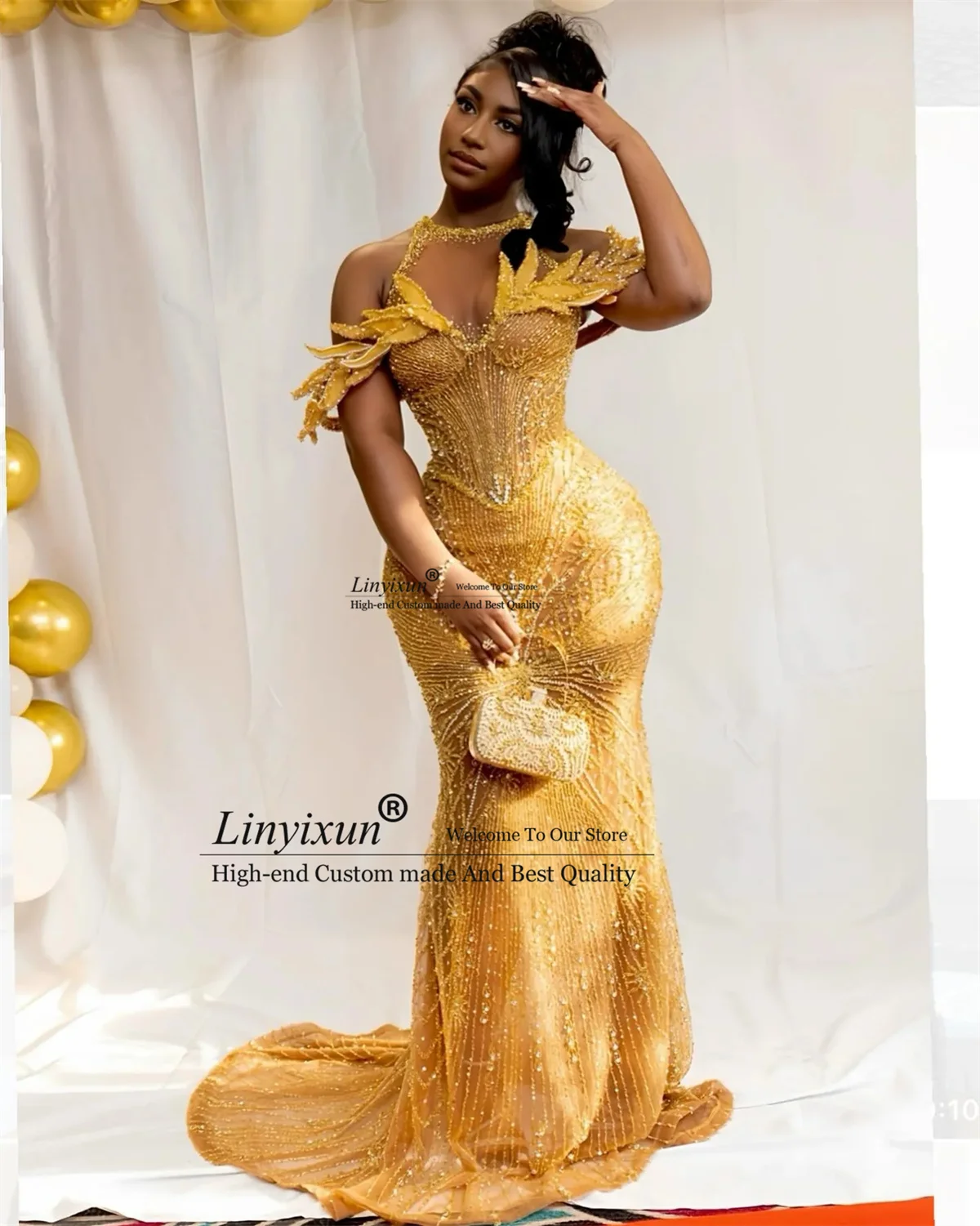 Błyszczące Sukienki na Bal Maturalny w Stylu Syreny z Kryształkami Rhinestone, Personalizowane Suknie Wieczorowe Aso Ebi na Gale i Wesela z Kwiatami 3D