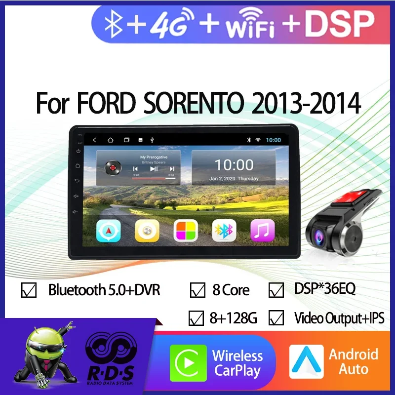 

6G+128G Android Car GPS Navigation For FORD SORENTO 2013-2014 Car Radio Stereo With Mirror Link BT WIFI Support USB DVR