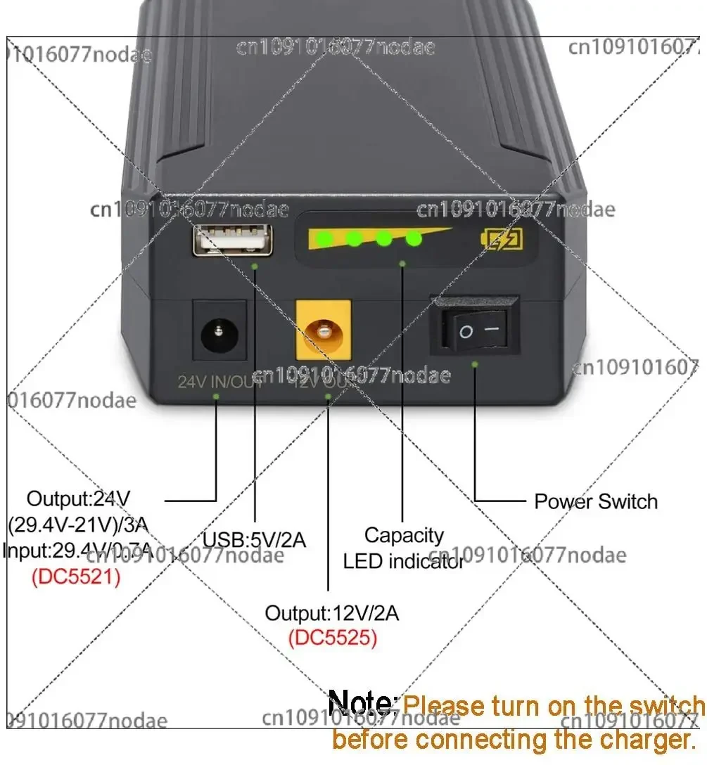 PB240A1 TalentCell 24V Lithium Ion Battery Rechargeable 25.9V 3200mAh 82.88Wh Li-ion Batterieswith DC 24V/12V and 5V Output