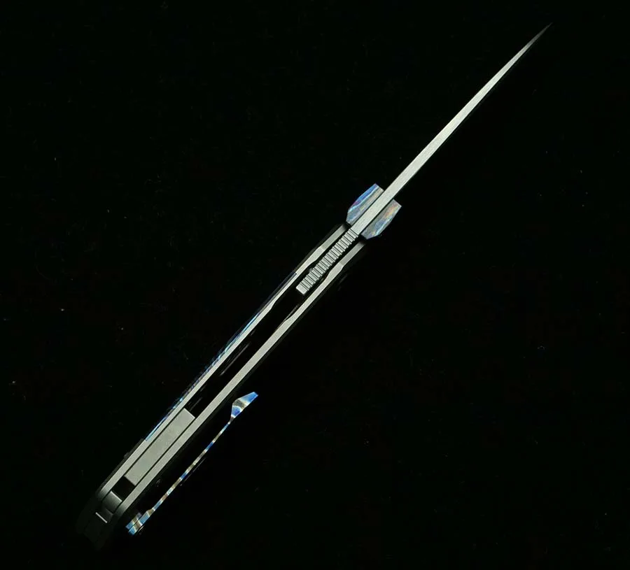 LEMIFSHE cuchillo plegable M390 titanio y fibra de carbono aire libre - imagen 3