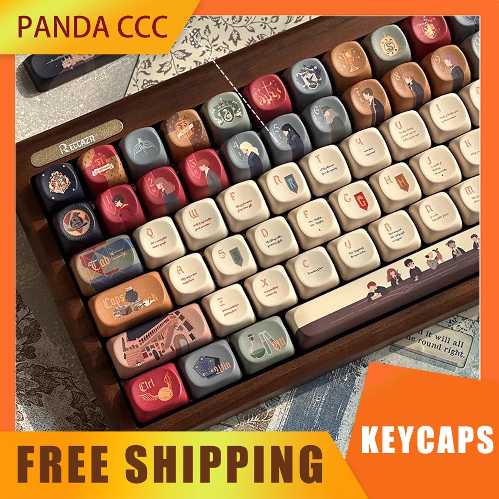 MOA Keycaps 140pcs PBT Thermal Sublimation Suitable for Cross Switch Cute MOA SOA Cherry Key Cap for Mechanical Keyboard Custom