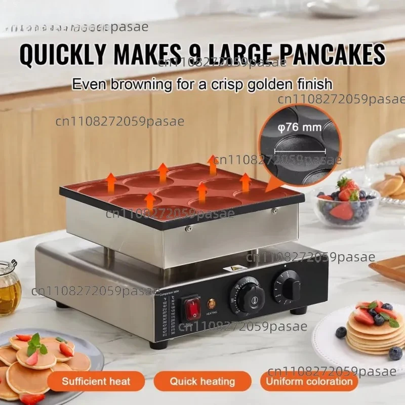 9PCS 76mm Commercial Electric Crepe Maker 850W Non-Stick Dutch Pancake Dorayaki Baker Energy Saver for